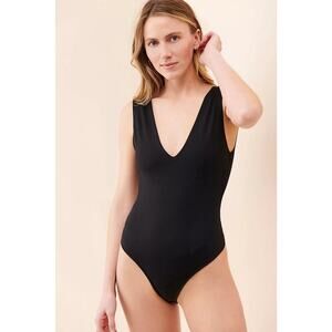 Free People Intimately Keep it Sleek Duo Bodysuit Sz XS Sleeveless Black V Neck